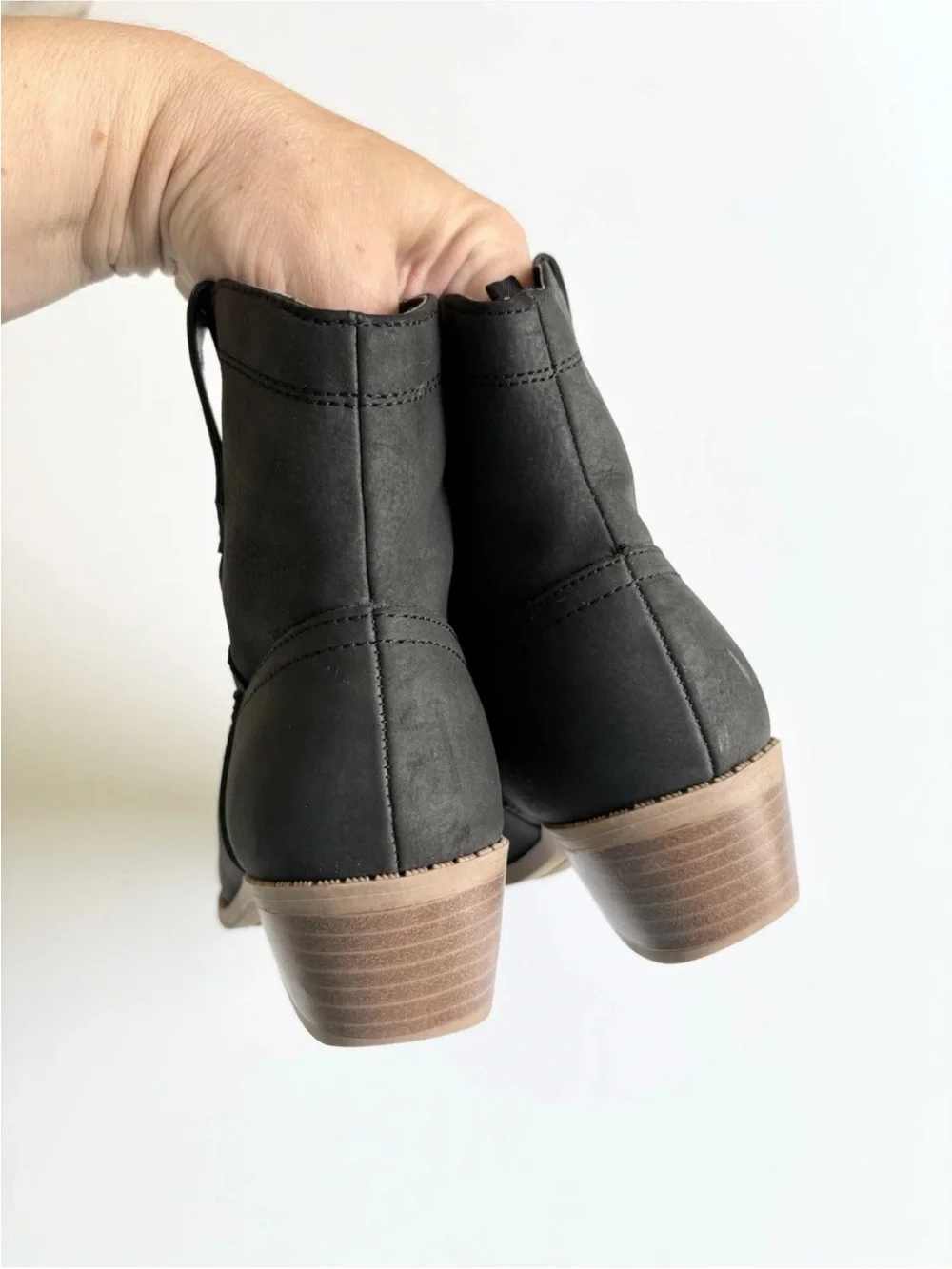 Old Navy Black Ankle Booties with Low Stacked Heel 1Y Western Girls